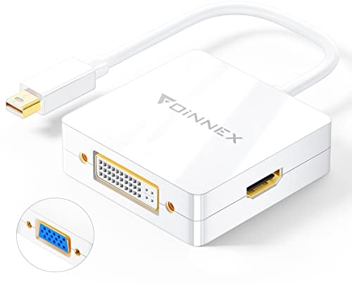 Mini DisplayPort to HDMI VGA DVI Adapter, Thunderbolt to VGA HDMI DVI Converter, Surface Pro 6 5 4 3 Mini DP Adapter for Mac, MacBook Pro, Air, Surface Book for TV Monitor
