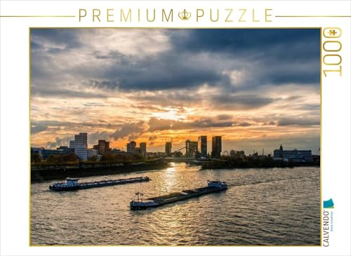CALVENDO Puzzle Blick von der Rheinkniebrücke auf den Medienhafen | 1000 Teile Lege-Größe 64 x 48 cm Foto-Puzzle für glückliche Stunden