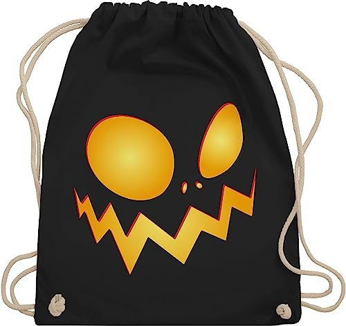 Shirtracer Turnbeutel Rucksack - Halloween Kostüm Outfit - Kürbisgesicht groß Pumpkin - Unisize - Schwarz - sammeltasche haloween look taschen helloween kürbis halloeween kürbisgesichter jalloween