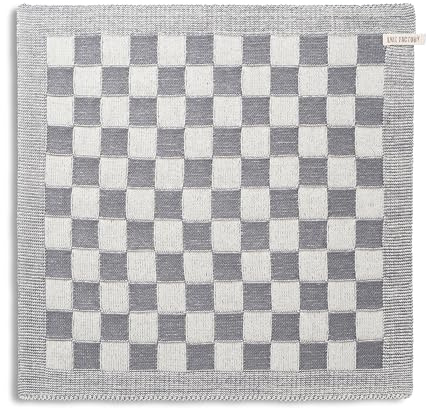 KNIT FACTORY - Küchentuch Block - Küchenhandtücher - Abtrockentücher für die Küche - Küchen Must Haves - Block Motiv - Ecru/Med Grey - Grau - Traditioneller Look - 50x50 cm