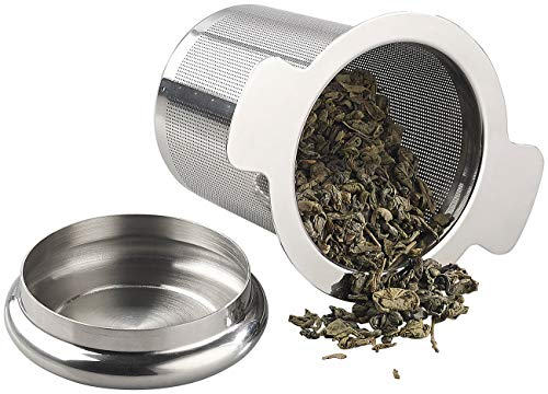 Rosenstein & Söhne Teefilter: Edelstahl-Teesieb micro-geätzt mit Deckel, für Tassen & Kannen (Teefilter Edelstahl, Sieb, Kaffeebereiter)