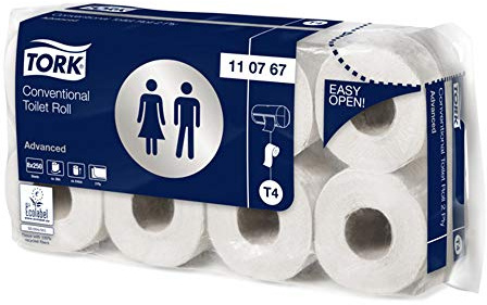 Tork 110767 Kleinrollen Toilettenpapier, 2-lagig, 30 m Länge, 9.4 cm Breite