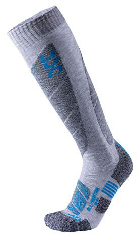 UYN Herren Ski All Mountain Herren Socke, grau (Light Grey Melange/Azure), 39-41 EU