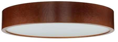 Licht-Erlebnisse ARBARO - Lámpara de techo (cristal, madera, rústica, para pasillo, 47 cm de diámetro, E27, 3 focos, plana, moderna, redonda)
