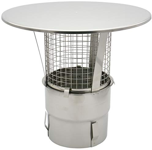 Regen-Haube mit Einschub und Funkenschutz 130mm Kaminhut aus Edelstahl mit Spannfedern ohne Werkzeug montierbar Säurebeständig zum einstecken universal und langlebig