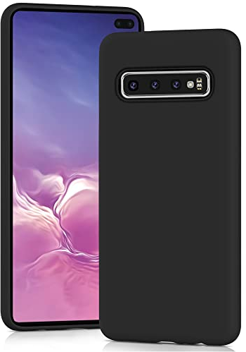 YATWIN Silikon Hülle für Samsung Galaxy S10 Plus, Soft-Touch, Stoßfest, Staubdicht, Ganzkörper-Schutzhülle, Schwarz