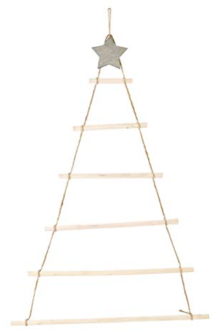 Decorazione murale allalbero di Natale, 80 cm in legno corda scaletta appeso a parete ramo , pre-illuminato scala natalizia