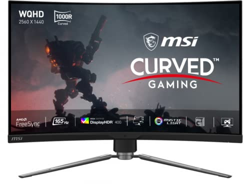 msi MPG ARTYMIS 323CQR 31,5 pollici WQHD Curved Gaming Monitor - 1000R, 2560 x 1440 VA Panel, 165 Hz / 1ms, FreeSync Premium, DisplayHDR 400, Mystic Light Stand regolabile - DP 1.2a, USB Type-C