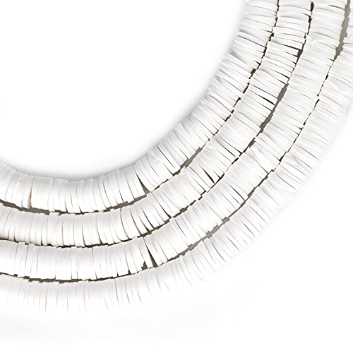 LUTER 1400+ Argilla Polimerica Perline Perle Piatte Rotonde per Creare Gioielli Fai da Te Design Artigianale Collana con Cavigliera Trovare (6 mm, Bianco)