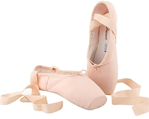 ZESLIV Ballettschuhe für Mädchen Kinder Damen Hautfarbe Tanzschuhe aus Segeltuch Ballettschläppchen Gr.31-43