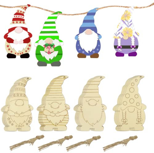 Weihnachtsbaum Deko Holz, Holz zum Basteln, 20 STK Holz Deko Zum Aufhängen + 20 Hanfseil, DIY Basteln Holzanhänger, Handwerkliche Verzierungen Für Weihnachten, Weihnachtsbaum Deko Holz