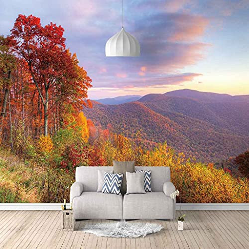 FVGKYS Wandbilder Schlafzimmer Erwachsene Kinder Tapete Plakate 3D Rote Waldlandschaft Selbstklebend Wandgemälde Wandtattoo Kunst Dekoration Für Wohnzimmer Küche Wanddekoration 350x256cm