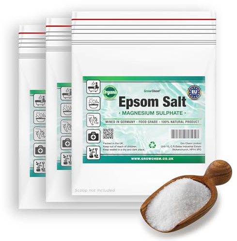 Grow Chem Epsom Salts 15KG (3x5KG Bags) Magnesium Bath Salts for Feet/Soaks | Food Grade & Natural Magnesium Sulphate Bath Salt, Mined in Germany- for Muscle Soaks, Foot Baths, Sports Recovery & Plants
