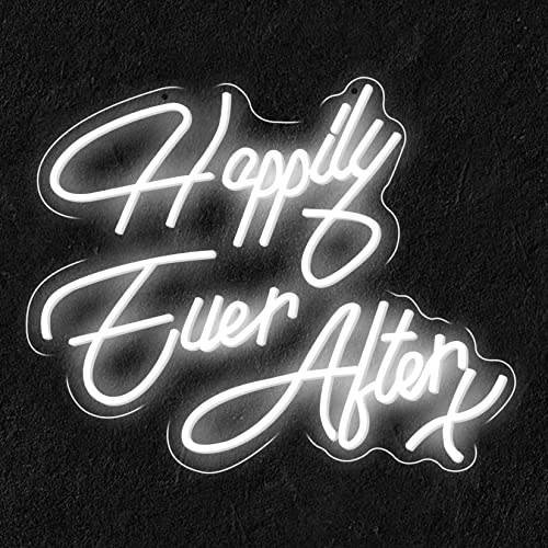 DYBDEU Happily Ever After Neon Signs Bedroom Wall Decor, Home, Wedding,white