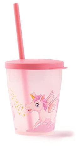 Snips Polypropylène (PP) Verre à Paille | 0,385 LT Enfants | Décoration Licorne | Fabriqué en Italie | 0% BPA