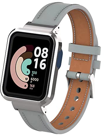 nuosiweilang Kompatibel Für Xiaomi Mi Watch Lite Armband,Sport Leder Uhrenarmband Armband Ersatzarmband Für Mi Watch Lite/Redmi Watch Männer und Frauen,Grau