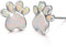 Pfotenabdruck Ohrstecker für Damen Mädchen Welpe Hund Katze Haustier Labor Opal Ohrring 925 Sterling Silber Tierohrschmuck Geburtstagsgeschenke