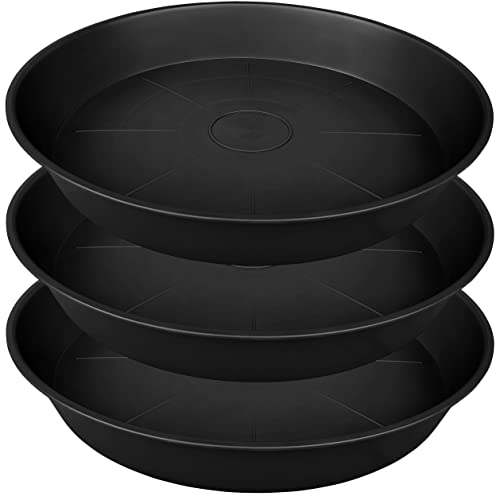 Bleuhome 3 Stück 55,9 cm Pflanzen-Untersetzer (49,2 cm Boden), 9,1 cm Tiefe Tablett, Badewannenschale für Garten, große Tiefe Kunststoff-Pflanzschalen für drinnen und draußen, Tablett für Pflanzgefäß