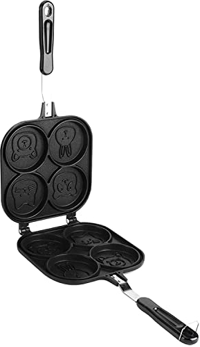 Pancake Pan Mini Pancake Pan, Animal Face Round Pancake Pan Nonstick Grill Pan Frying Pan Smile Pancake Mold With 4 Hole For Breakfast Fun