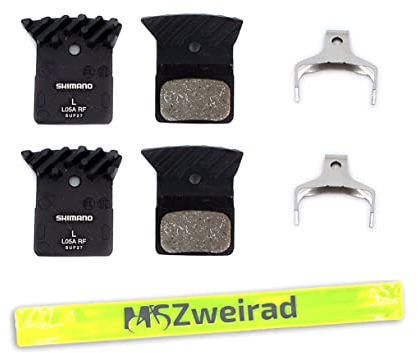 2er Set Shimano Scheibenbremsbelag L05A Resin mit Kühlrippen Nachfolger L03A mit MSZweirad Bleedblock