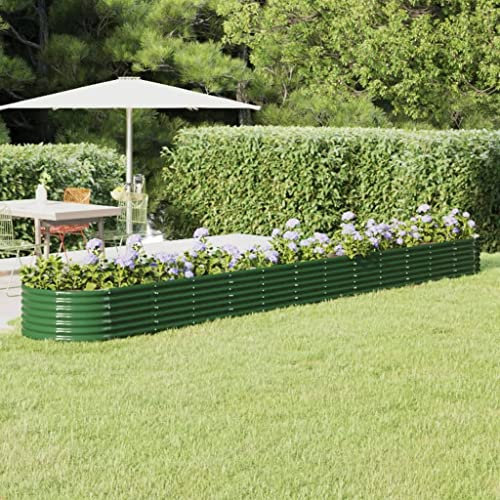 WIFSE Jardinière de Jardin Acier Enduit de Poudre 512x80x36 cm Vert - Grande Jardinière Rectangulaire pour Balcon et Potager