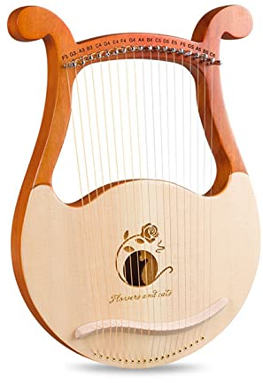 Arpa lira, Lira arpa, 19 per corde per adulti Arpa piccola Arpa in metallo Strumenti a corda Strumenti musicali in mogano Arpa lira, con chiave per accordare e guida alle istruzioni (Color : Flowers