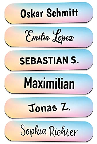 Sunnywall® 55-1920 Stück Namensaufkleber selbstklebend 36x7,7 mm für Büro, Verein, Schule, Kindergarten Organisation Beschriftung Aufkleber Etikette (Regenbogen)