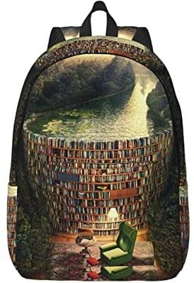 MOLIAE Leichter Rucksack aus Segeltuch mit Elefantenmotiv, für Reisen, Bücher, Laptop, Rucksack, Computertasche, Bibliothek Bücherregal Buch, Small