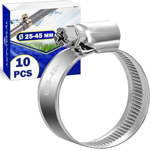 10 Pezzi Fascette Metalliche Stringitubo Ø 25-45 mm - Fascette Stringitubo per Piscina Giardino Lavatrice Acqua Corrente - MONTERAL
