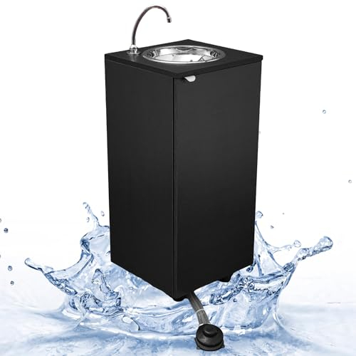 Express Water Basic Plus Wenghè, Lavandino Lavabo Lavello, Portatile Autonomo Trasportabile, con Serbatoio d'Acqua, in Acciaio Inox, con Comando a Pedale con Kit Acqua Calda, Certificato per ASL
