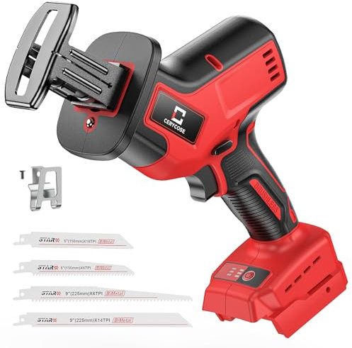 Cordless Reciprocating Saw for DeWalt 20V Max Battery, Brushless Motor, Toolless Blade Change, 4 Saw Blades for Wood/Metal/PVC Cutting (Battery Not Included) (One Hand for Battery