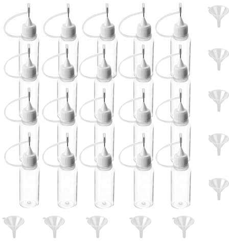 SKYPRO 20 Pcs Needle Tip Glue Bottle Applicator DIY Quilling Tool Precision Tip Glue Plastic Liquid Dropper Bottles(15 ml)
