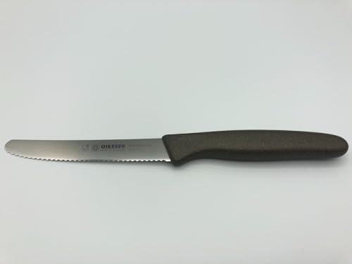 Giesser Messer Brötchenmesser Tomatenmesser Küchenmesser 11cm Klinge 3mm Wellenschliff Klinge 11cm (Braun - unknown brown)