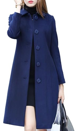 CHICTRY Women Casual Long Trench Windproof Coat Autumn Winter Casual Outwear Windbreaker Jacket Royal Blue XL