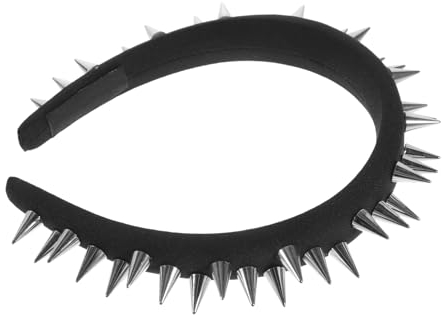 Nieten Stirnband für Frauen Punk Mode Haarschmuck Rutschfestes Dünnes Stirnband für Musikfestivals Halloween und Cosplay Schwarzes Design mit Silbernen Nieten