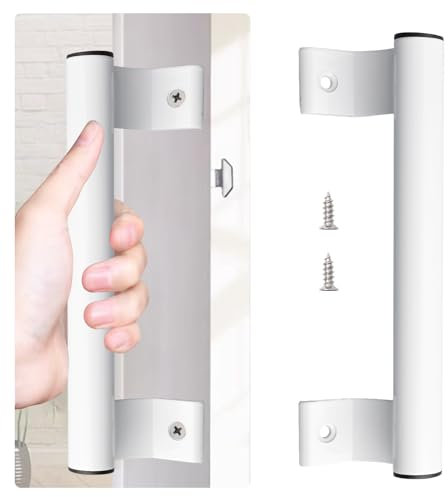 MOROBOR Sliding Door Pull, 1 Pack Aluminum Alloy Sliding Glass Door Pull White Patio Door Handle Metal Modern Sliding Patio Door Pull for Right/Left 6.7 in Mounting Holes