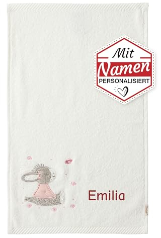 Sterntaler Kinder/Baby Handtuch Bestickt mit Namen, Kinderhandtuch personalisiert (Emmi Girl Weiß)