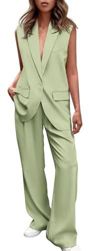 Awrvia Zweiteiler Damen Elegant Hosenanzug Lang Bandeau Top Oberteil und Weites Bein Hose Sommer 2 Teilig Einfarbiges Oversized Blazer Anzug Sportlich Casual Sexy Outfits Atmungsaktive Plissee Set