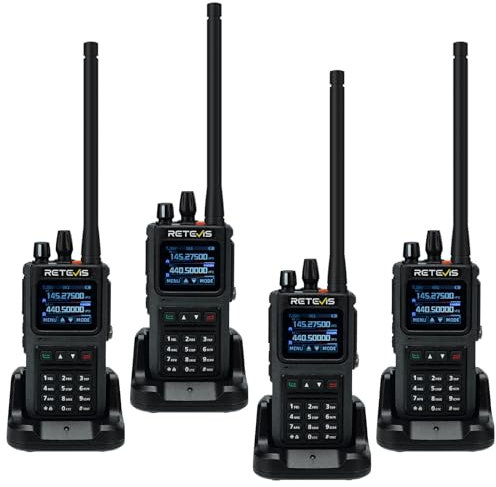 Retevis C1 Walkie Talkies for Adults, Ham Radio IP67 Waterproof with Noice Reduction, Dual Bnad Group Call USB C 1800mAh, Rechargeable Long Range Two Way Radio for Factory, Construction (Black, 4Pcs)