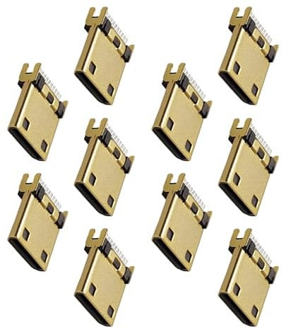 MOOKEENONE 10Pcs MINI HDMI Male Connector Gold Plated 19 Pin Repair Plug Soldering Wire Type Connectors