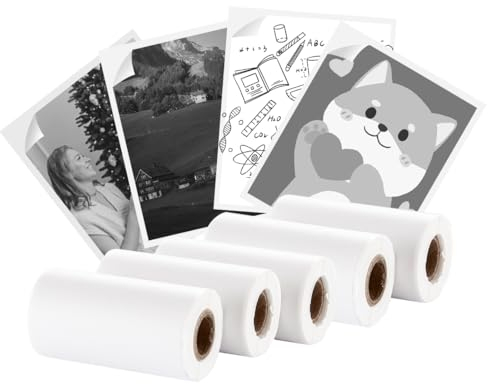 vretti Lot de 5 rouleaux de papier pour imprimante thermique 57 x 30 mm - Rouleau de papier thermique - Fort autocollant - Mini autocollant pour imprimante de poche