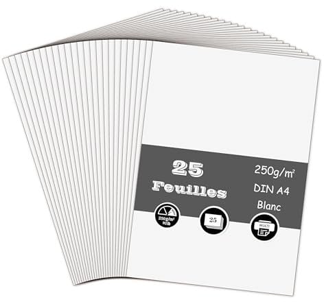 25 Blatt Tonpapier Weiß, 250g/m² Tonkarton - DIN A4 Bastelkarton für Malen Kartenherstellung Einladungen Scrapbook Basteln