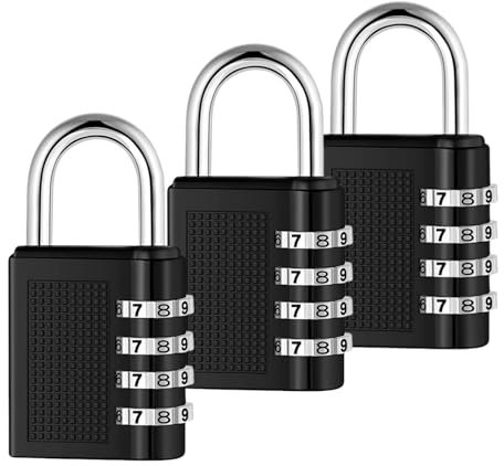HRLORK Combination Padlock 3 Packs School Locker Lock Outdoor Weatherproof Digit Padlock Resettable Code Lock Black