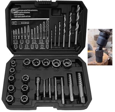 XSTARYE 26 Pezzi Kit Estrattore per Viti Rotte Estrattore per Bulloni con Adattatore Esagonale Estrattori per Rubinetti per Bulloni, Dadi e Viti Danneggiati e Arrugginiti