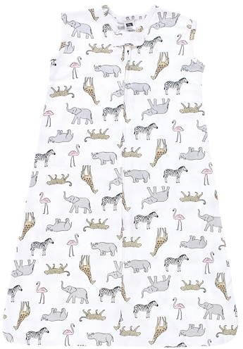 Hudson Baby Unisex Baby Cotton Sleeveless Wearable Sleeping Bag, Sack, Blanket, Modern Pink Safari, 12-18 Months