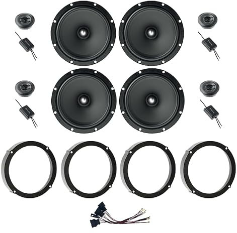 Kit de 8 altavoces FOCAL ASE 165 para VW Golf VI-VII, VW New Beetle hasta 2010, VW Polo desde 2009 en adelante de 165 mm con 2 soportes delanteros, 2 traseros y 4 conectores