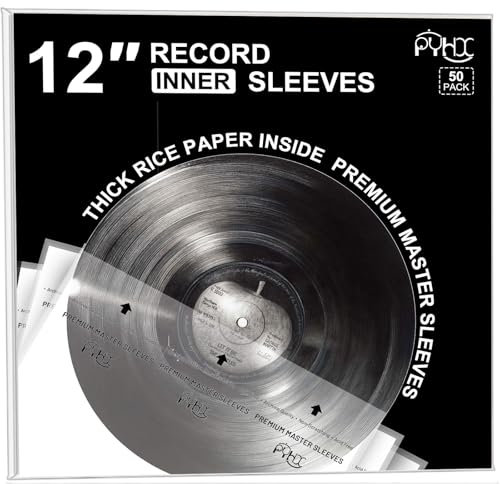 50 x 12 Inch Vinyl Inner Sleeves, Clear 3 Layer LP Album Covers - Archival Anti-static Rice Paper Inner Sleeves - Vinyl Protective Cover for Record Sleeve Inner