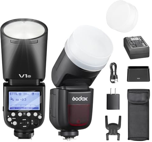 GODOX V1O Rundblitzgerät 76W Speedlite Professioneller Rund Kamera Flash 1/8000 HSS 2.4G Wireless X System i-TTL mit 2600mAh Li-Ionen Kompatibel für Olympus