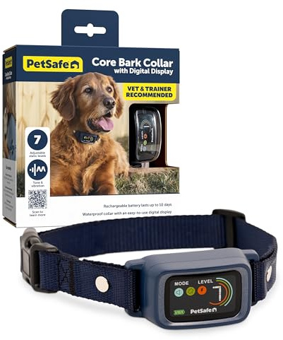 PetSafe Core Digital Dog Bark Collar Waterproof Anti-Bark Training Device Tone, Vibration and Static Correction Illuminated Digital Display for Small Medium or Large Dogs 8 lb. and Up