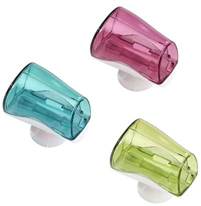 3 Pieces Toothbrush Holder Wall Mounted Multifunctional Plastic Bathroom Toothbrush Holder for Bathroom Accessories Angle Clamp Glass (Purple, One Size)